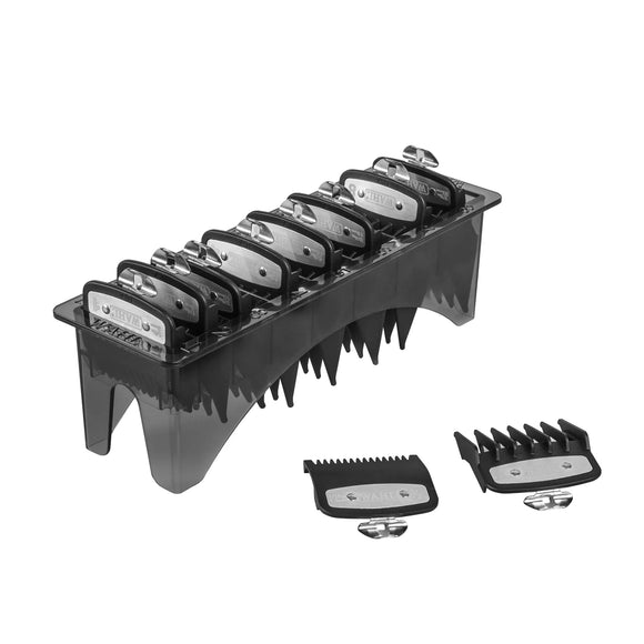 COMB SET 1-8 COLOURED FOR TAPER CLIPPERS IN CADDY