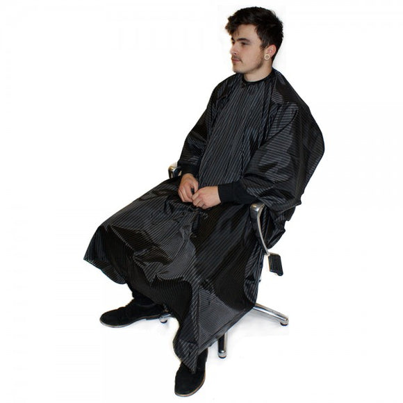 Hair Tools Pinstripe Barber Gown Black