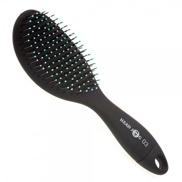 Head Jog 03 Black Oval Paddle Brush With Brush Cleaner