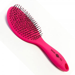 Head Jog 03 Pink Oval Paddle Brush with Brush Cleaner