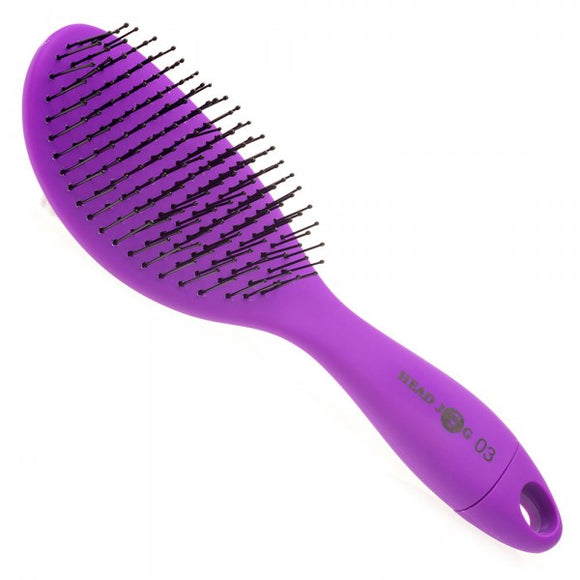 Head Jog 03 Purple Oval Paddle Brush With Brush Cleaner