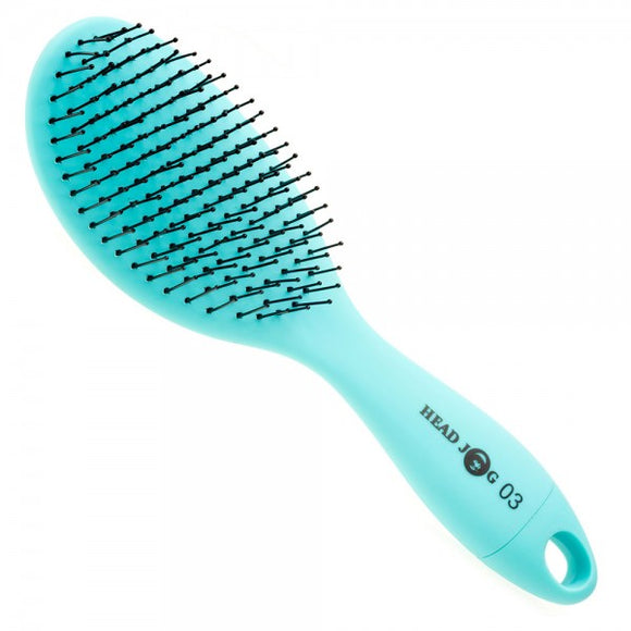Head Jog 03 Turquoise Oval Paddle Brush With Brush Cleaner