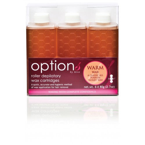 Hive Warm 'Honey' Wax 80g Roller Cartridges (6)